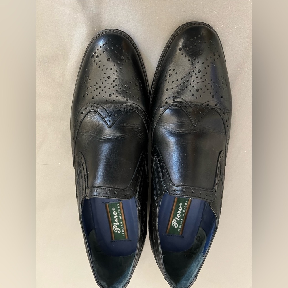 Piero Italian Black Leather Dress Shoes 29.5 US 12 - Picture 2 of 4